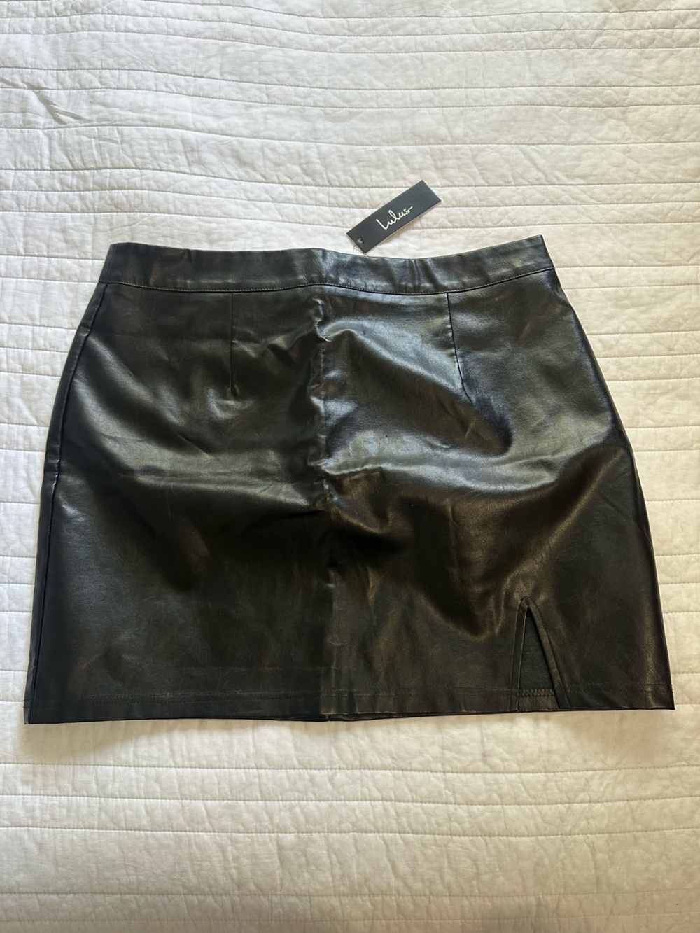Lulus Black Faux Leather Mini Skirt XL NWT High Waist Vegan Leather